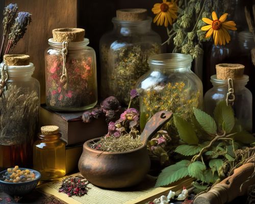 Selection of Ayurvedic herbs for dogs