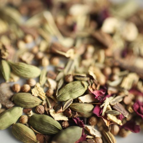 Close-up of Ayurvedic herbal blend